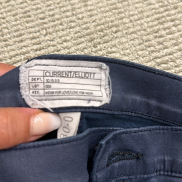 Pre-Owned Current Elliot the soho zip stilleto jeans Navy blue coated - Picture 6 of 8